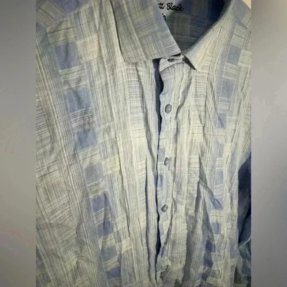 Luchiano Visconti Black Mens Blue White Long Sleeve Button Down Shirt Size M - Picture 2 of 9